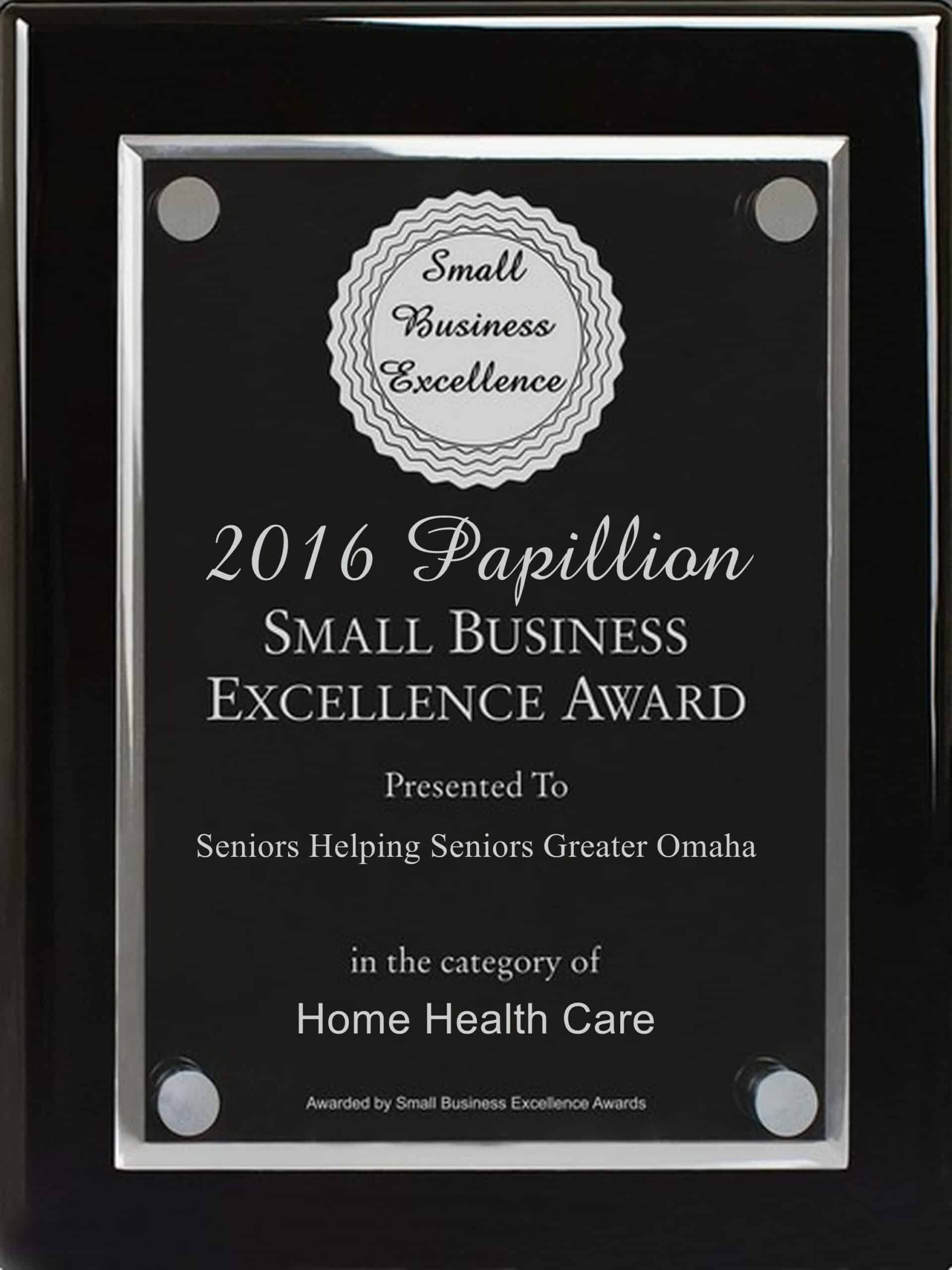 Seniors Helping Seniors Greater Omaha selected for 2016 Papillion Small Business Excellence Award