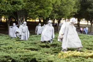 WASHINGTON DC, USA - SEP 24, 2015: Korean War Veterans Memorial, West Potomac Park, Washington, D.C. Korean was from 1950 til 1953.