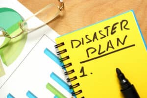 Disaster plan on notepad