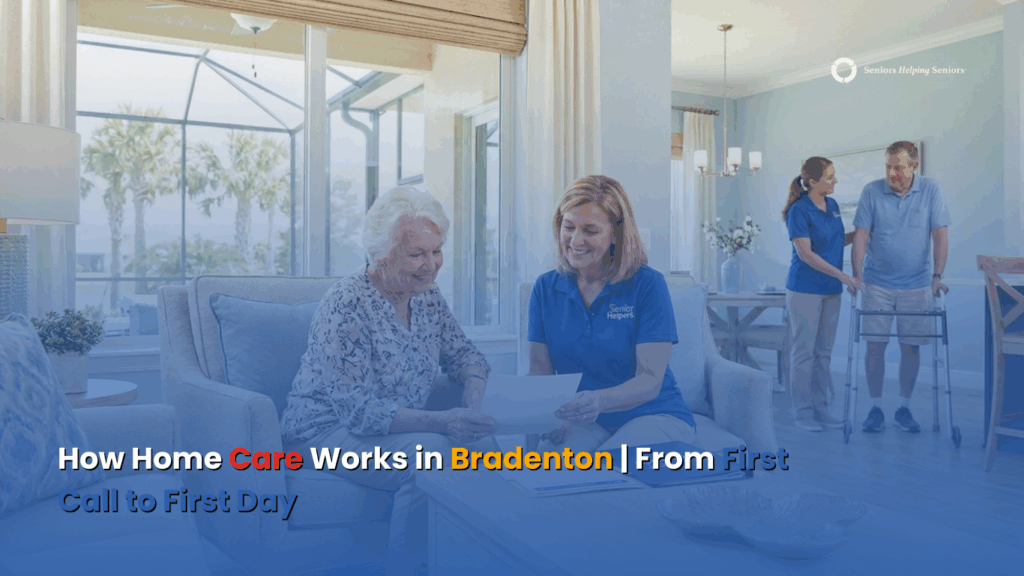 Caregiver assisting a senior at home in Bradenton, Florida