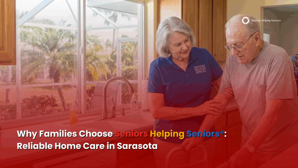 Caregiver assisting a senior with daily routines in a Sarasota home