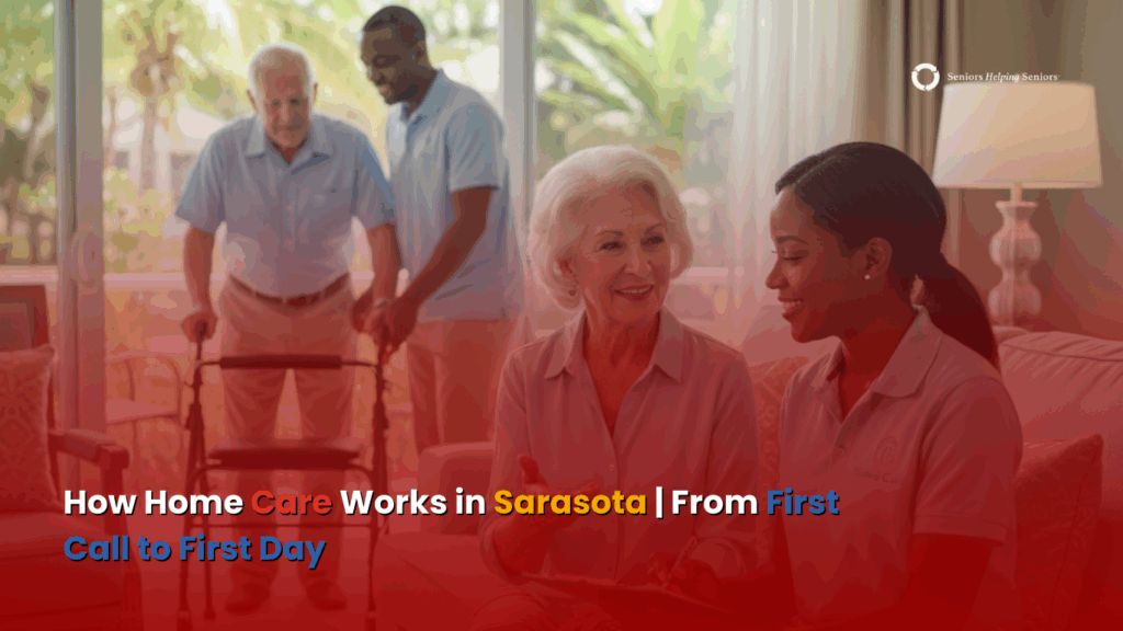 Caregiver assisting a senior at home in Sarasota, Florida