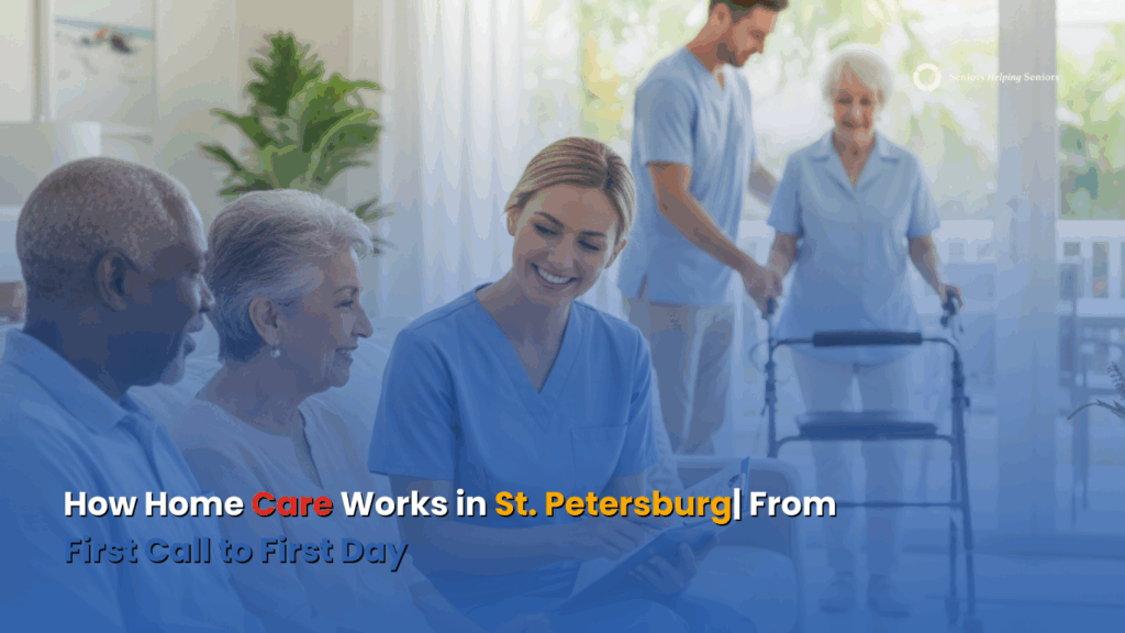 Caregiver assisting a senior at home in St. Petersburg, Florida