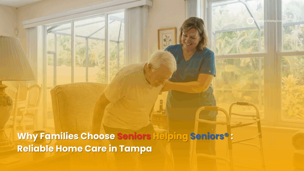 Caregiver assisting a senior with daily routines in a Tampa home