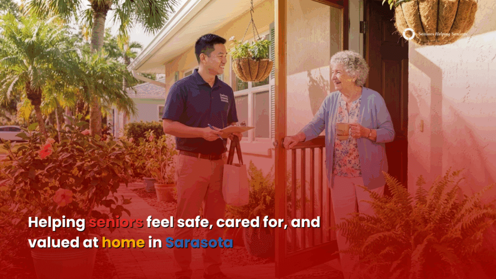 Caregiver arriving at a senior’s home for the first day of care in Sarasota