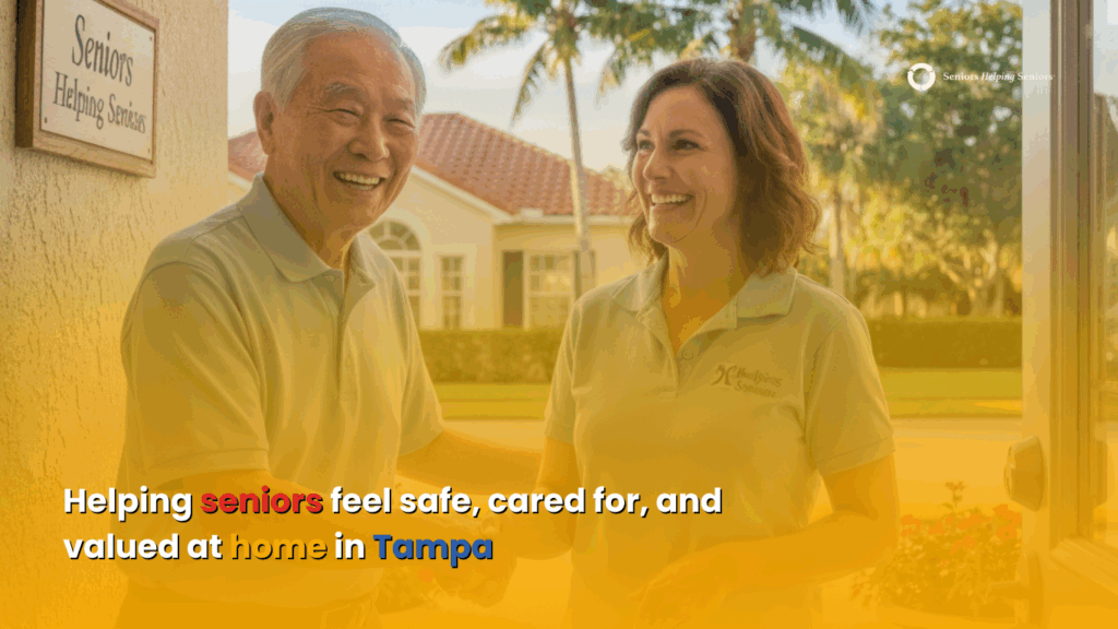 Caregiver arriving at a senior’s home for the first day of care in Tampa