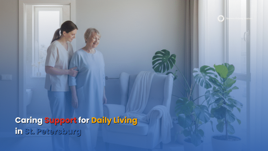 Caregiver assisting an older adult in St. Petersburg