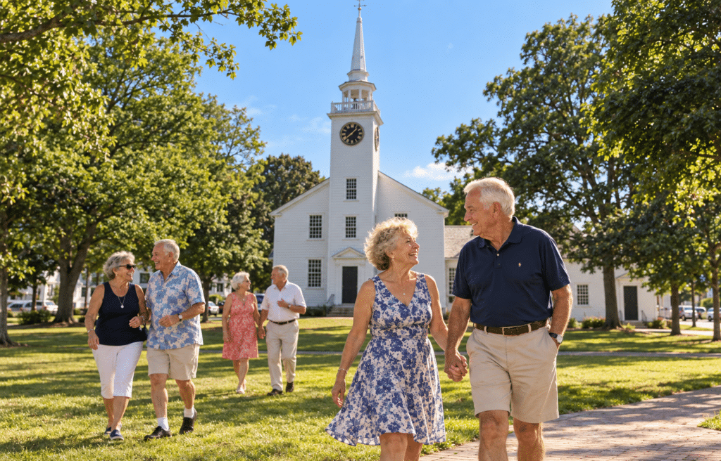 Seniors enjoying a stroll at Cohasset Common 