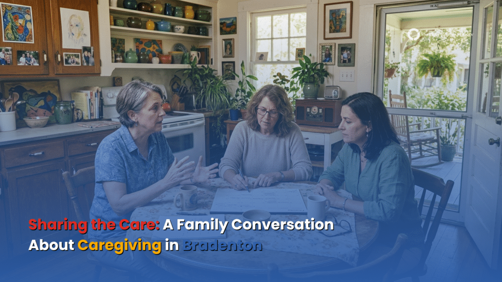 Adult siblings planning shared caregiving responsibilities together in Bradenton.